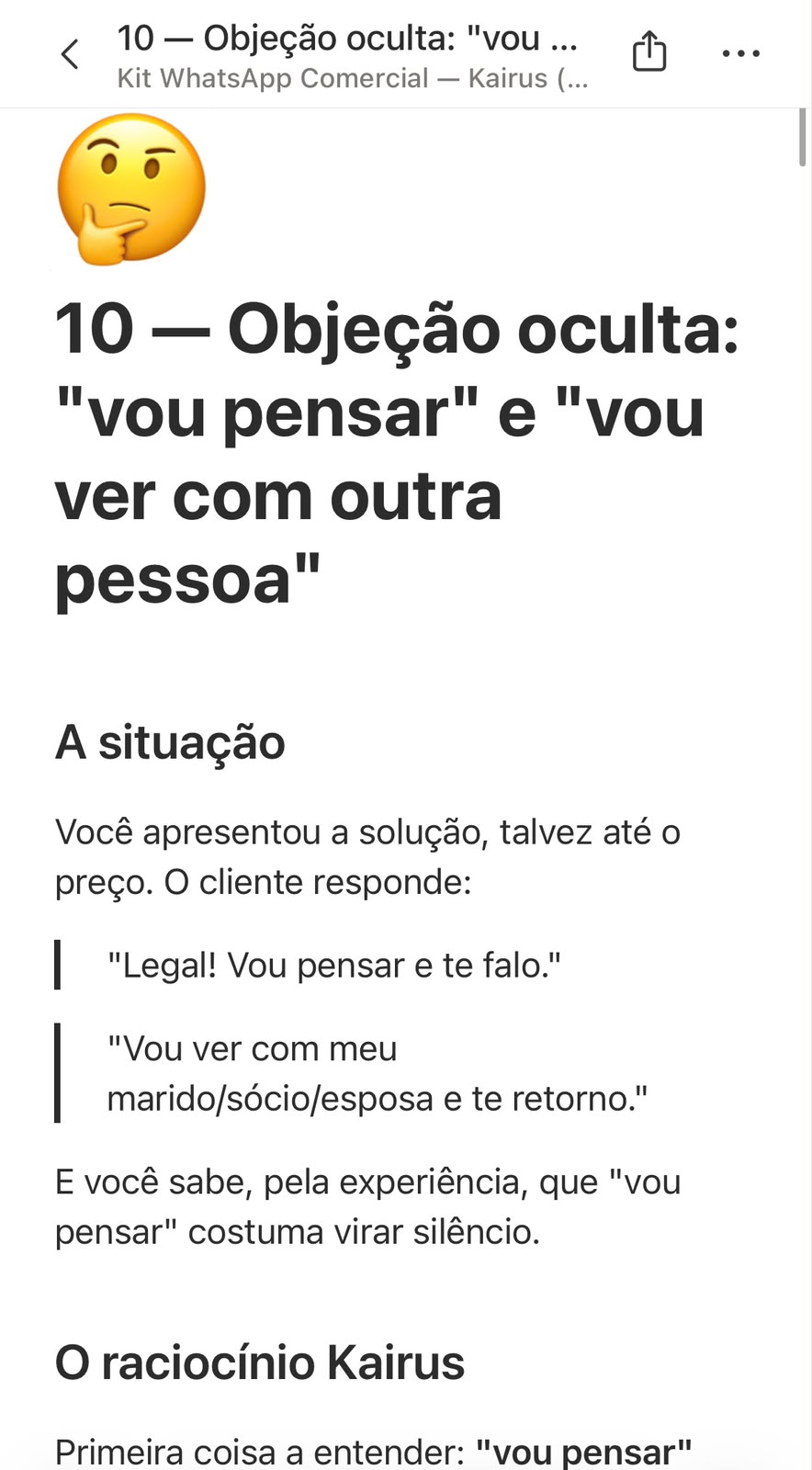 Módulo Vou pensar no Notion: a situação e o raciocínio Kairus
