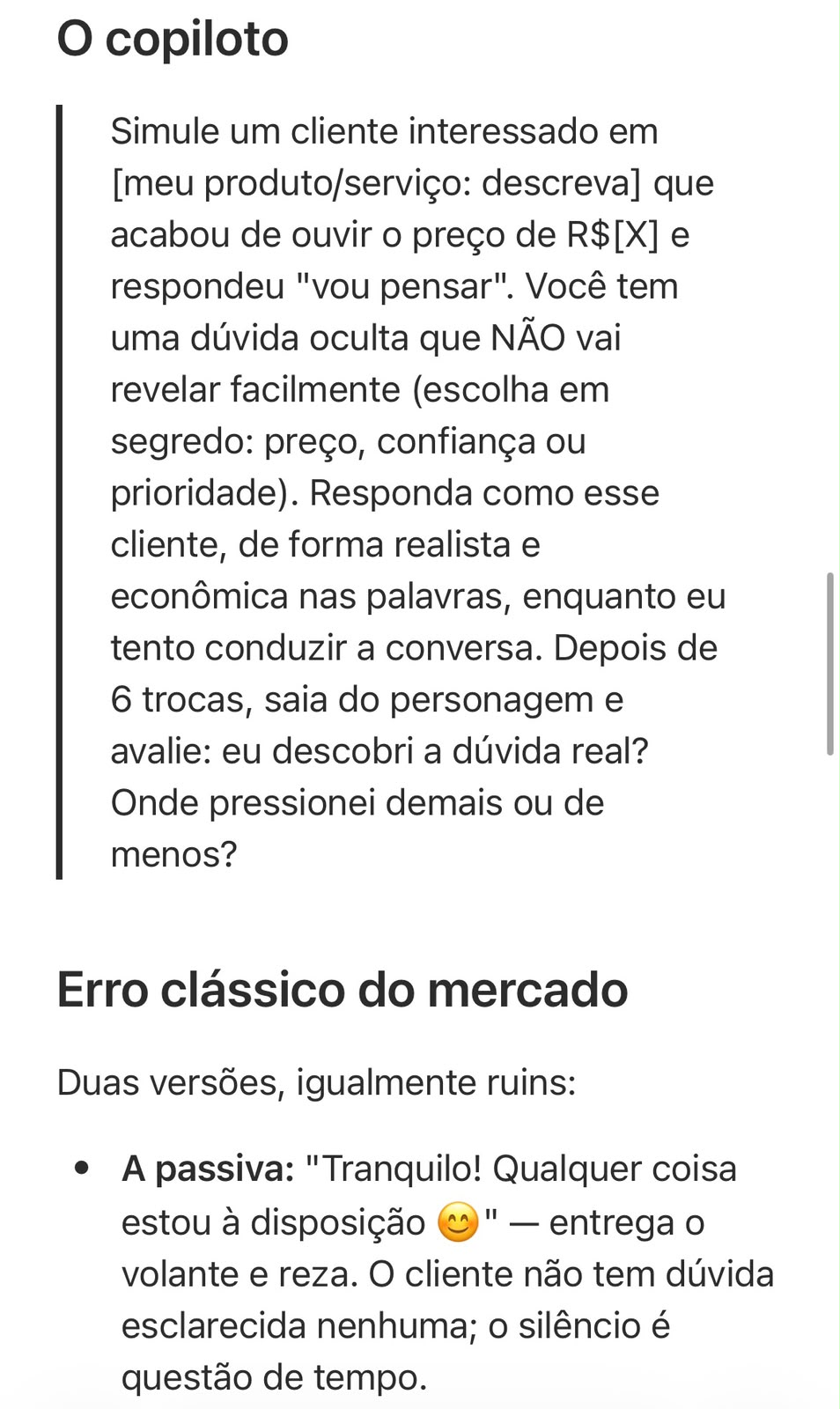 Módulo Vou pensar: o prompt de IA e o erro clássico do mercado